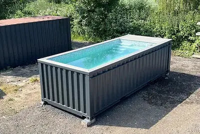 PISCINA DE CONTENTORES DE 20 PÉS COM JATO DE NATAÇÃO CINZA ANTRACITE